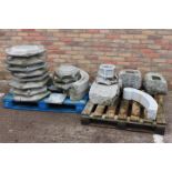 Two pallets of granite fountain parts.