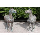 Pair of bronze models of Chinese Warrior horses.