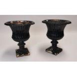 Pair of 19th C. Cast Iron Urns.