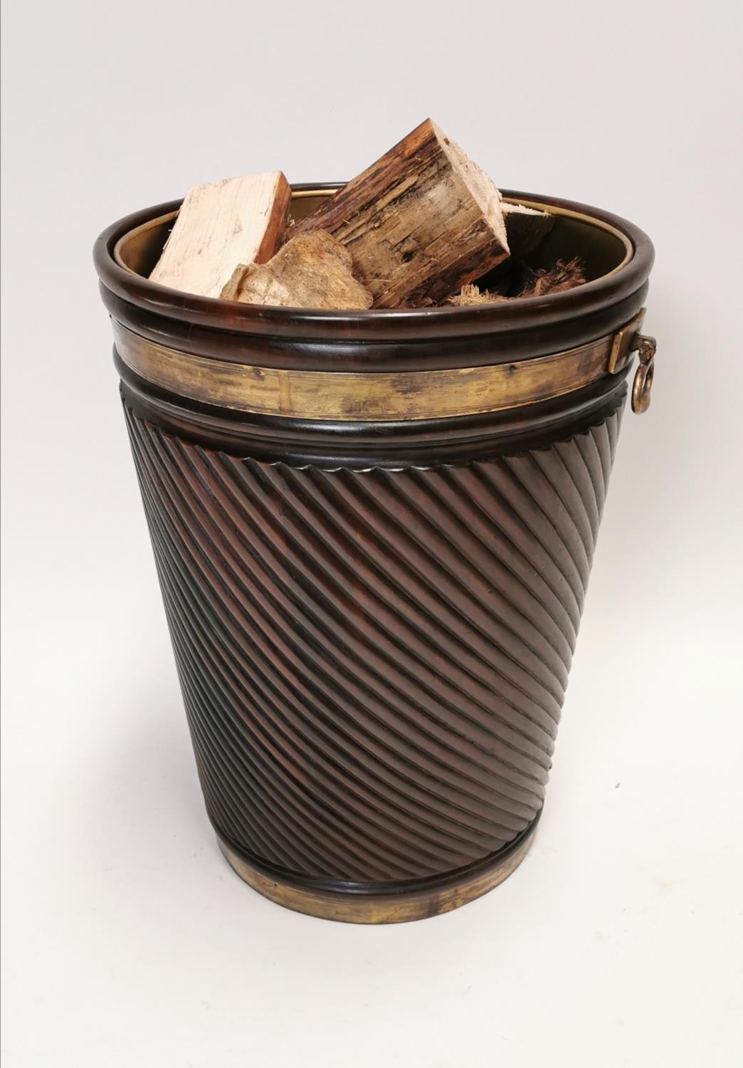 Mahogany brass bound peat bucket. - Image 3 of 3