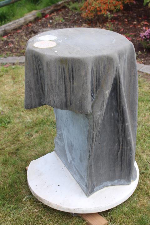 Contemporary marble garden table.