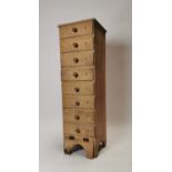 19th C. pine bank of eight draws.