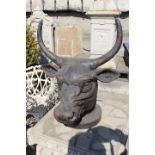 Cast iron model of a Bull's head.
