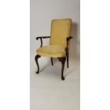 Edwardian mahogany open armchair.