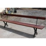 19th C. railway platform wood and cast iron bench.