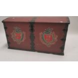 Early 19th. C. painted pine dome topped trunk.