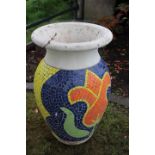 Large multi coloured mosaic vase.