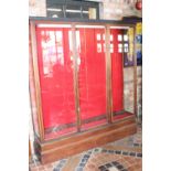 Early 20th C. oak three door shop display cabinet .