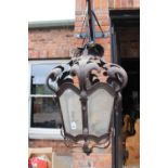 Vintage metal hanging light in the Gothic style.