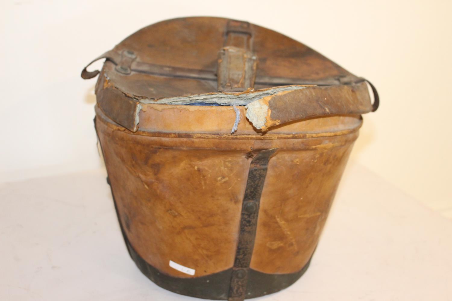 Early 20th C. leather hat box. - Image 2 of 2