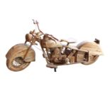 Rare carved wooden full size Harley Davidson motorcycle.