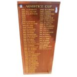 Armistice Cup winners wooden board.