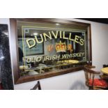Dunvilles Old Irish Whiskey framed advertising mirror.