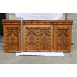 Three exceptionally carved pitch pine Gothic panels.