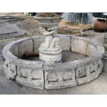 Good quality cast stone pond surround and centre piece .