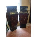 Large pair of wooden Chinese vases.