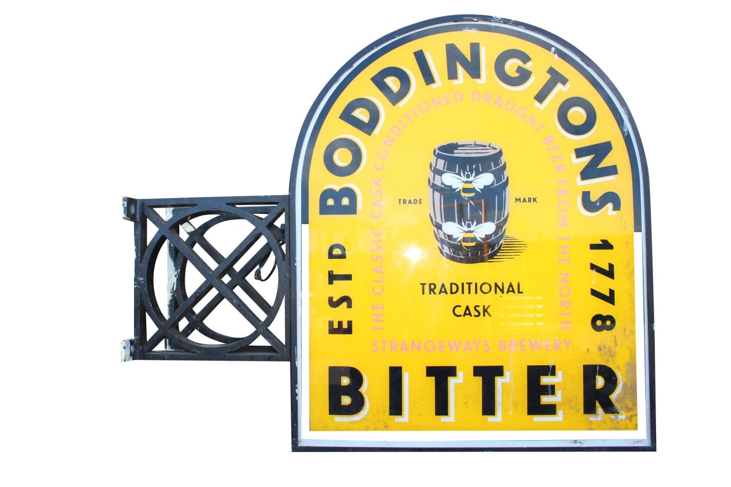 Double sided Boddingtons Bitter advertising sign.