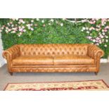Exceptional quality leather deep buttoned chesterfield sofa.