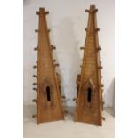 Pair of 19th C. hand carve finials in the Gothic style.