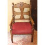 Late 19th C. oak Altar chair.