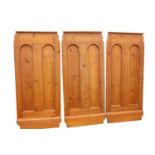 Three 19th C. pine double arched panels.