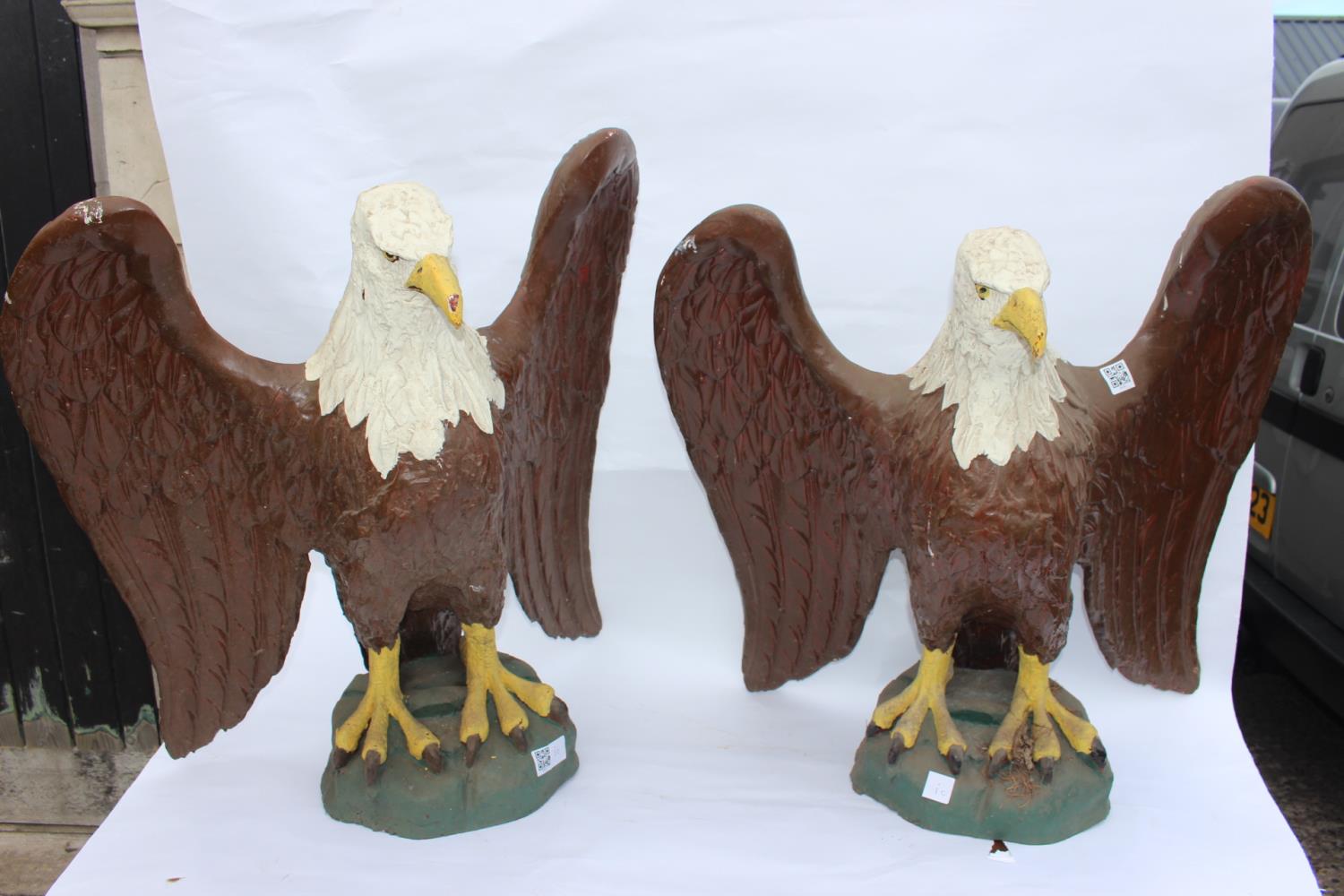 Pair of fibre glass models of Eagles.