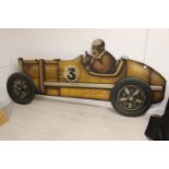 Yellow Peril Great British racing car wooden advertising sign.