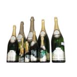 Collection of twelve display champagne bottles .