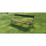19th C. cast iron and wooden garden bench.