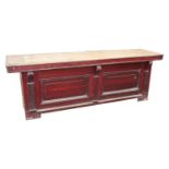 Carved mahogany bar counter.