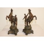 Pair of 19th C. spelter Marley horse figures.