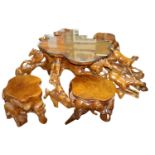 Rare exceptional quality hand carved walnut table.