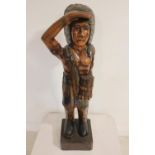 Carved wooden Indian tobacco advertising figure.