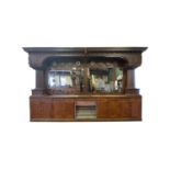 Late 19th C. oak Brunswick bar back.