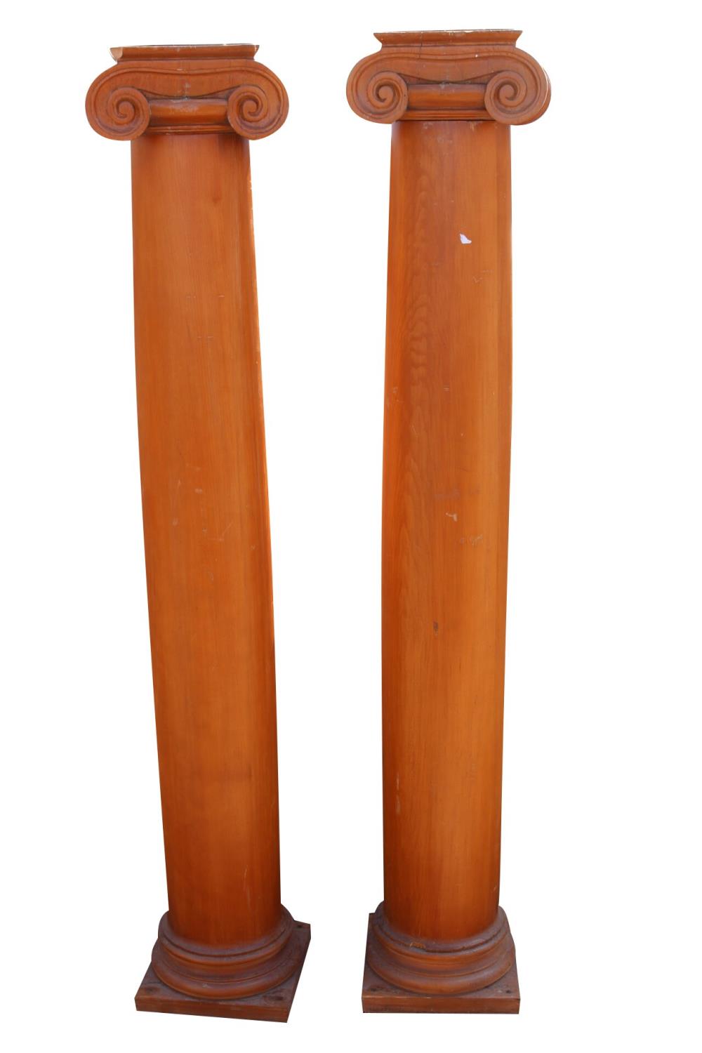 Pair of 19th C. pine pillars.
