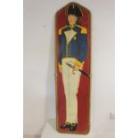 Hand painted wooden panel depicting a Naval Officer .
