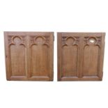 Two 19th C. hand carved oak panels.