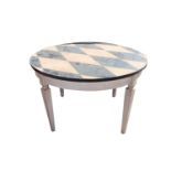Wooden circular table.