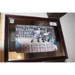 Framed England Glory Matches advertising mirror.