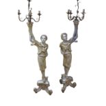 Pair of gilded candelabras in the form of Blackmore figures.