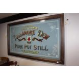 Reverse painted glass Tullamore Pure Pot Still Whiskey advertising mirror .