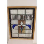20th C. leaded and stained glass Lounge Bar panel.