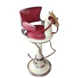 Rare Art Deco cast iron and chrome child's barbers chair .