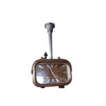 Rare Art Deco rosewood and aluminium double sided hanging station clock .