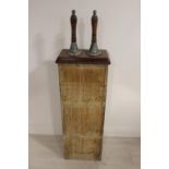 19th C. pair of beer pulls on wooden stand.