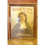 Gallaher Gold Plate Cigarettes framed advertising print depicting on Irish Colleen.