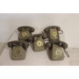 Collection of five 1960's telephones.