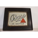 Bass in Bottle advertising mirror in original oak frame.