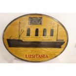 Wooden Lusitania sign.