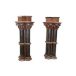 Pair of 19th C. oak and ebony columns.